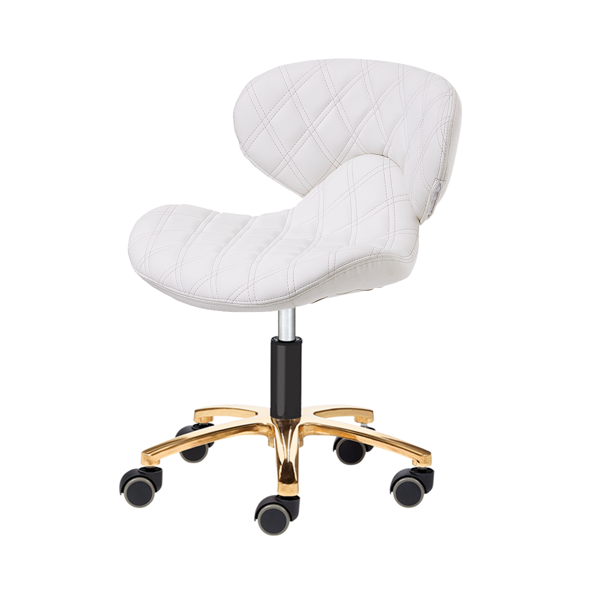 White pedicure stool on gold base