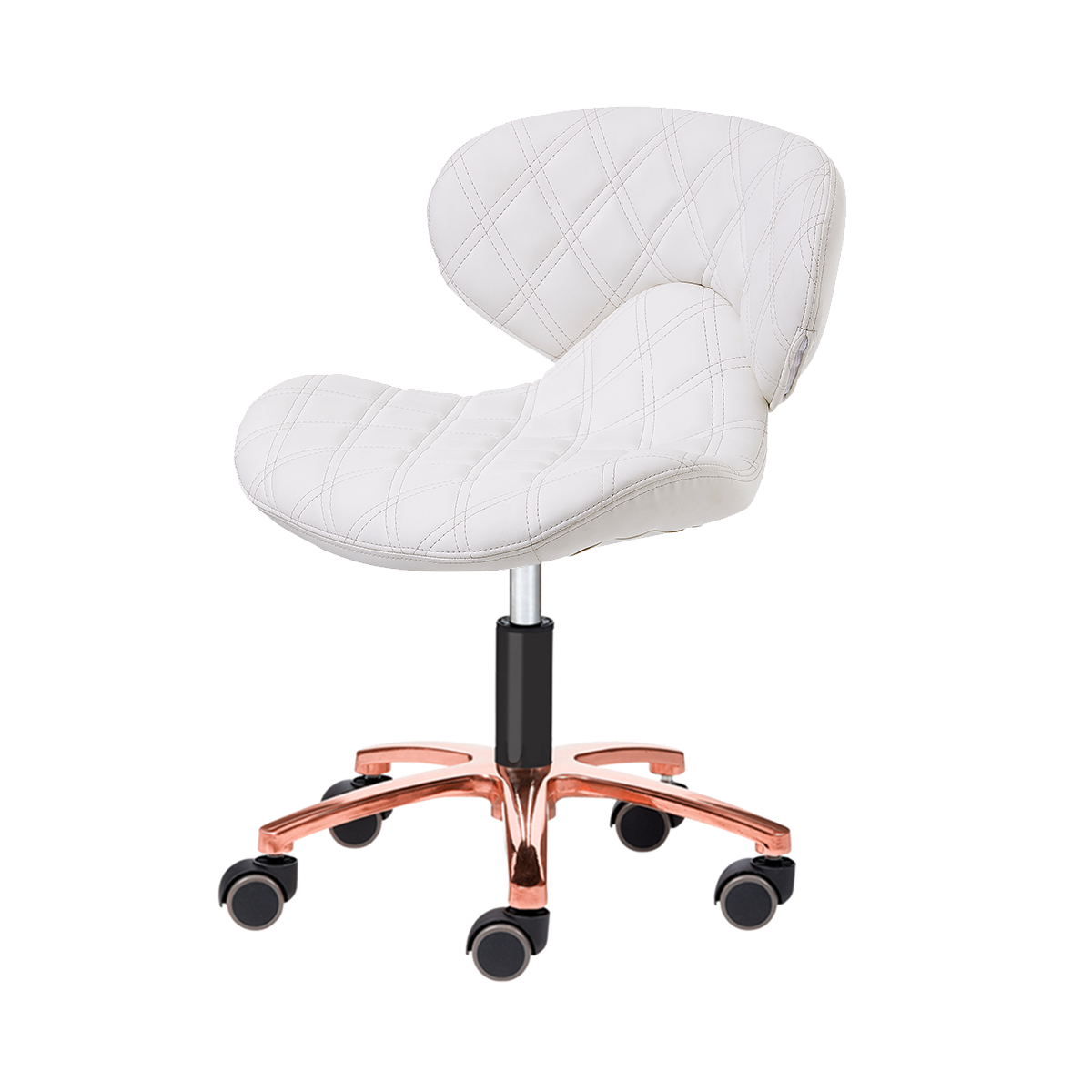 White pedicure stool on rose gold base