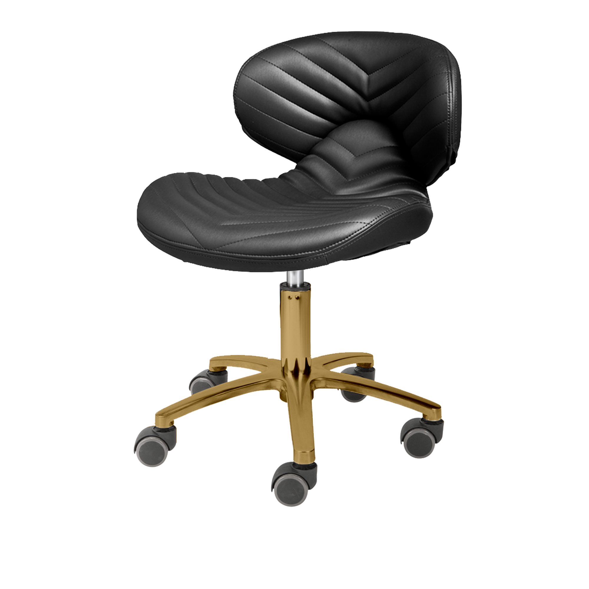 Black pedicure stool with gold hardware