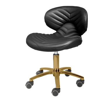 Black pedicure stool with gold hardware