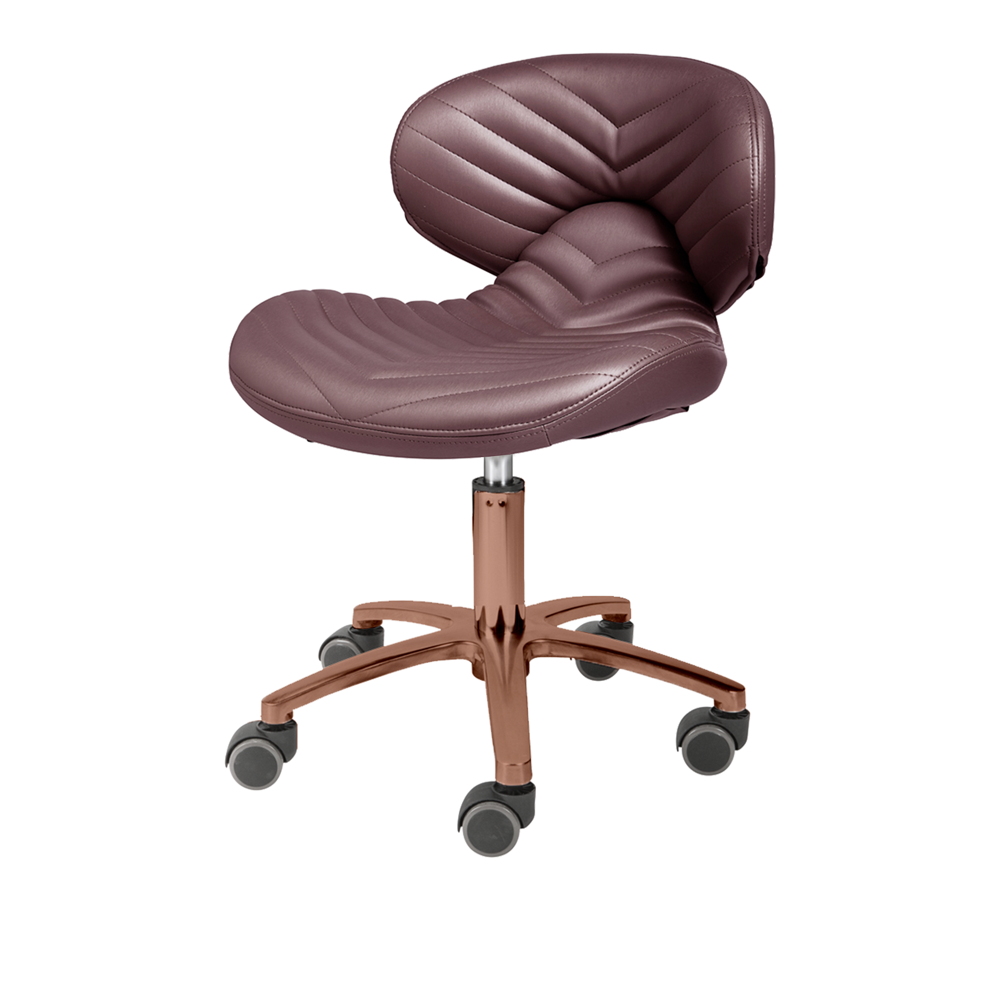 Chocolate pedicure stool with rose gold hardware