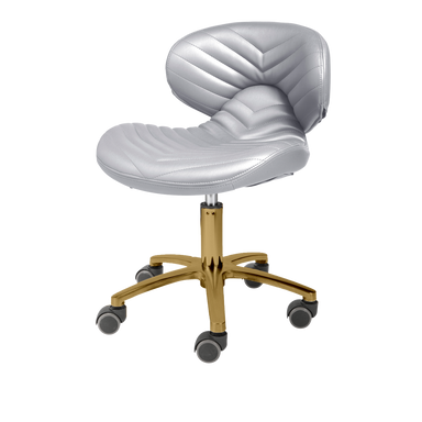 Gray pedicure stool with gold hardware
