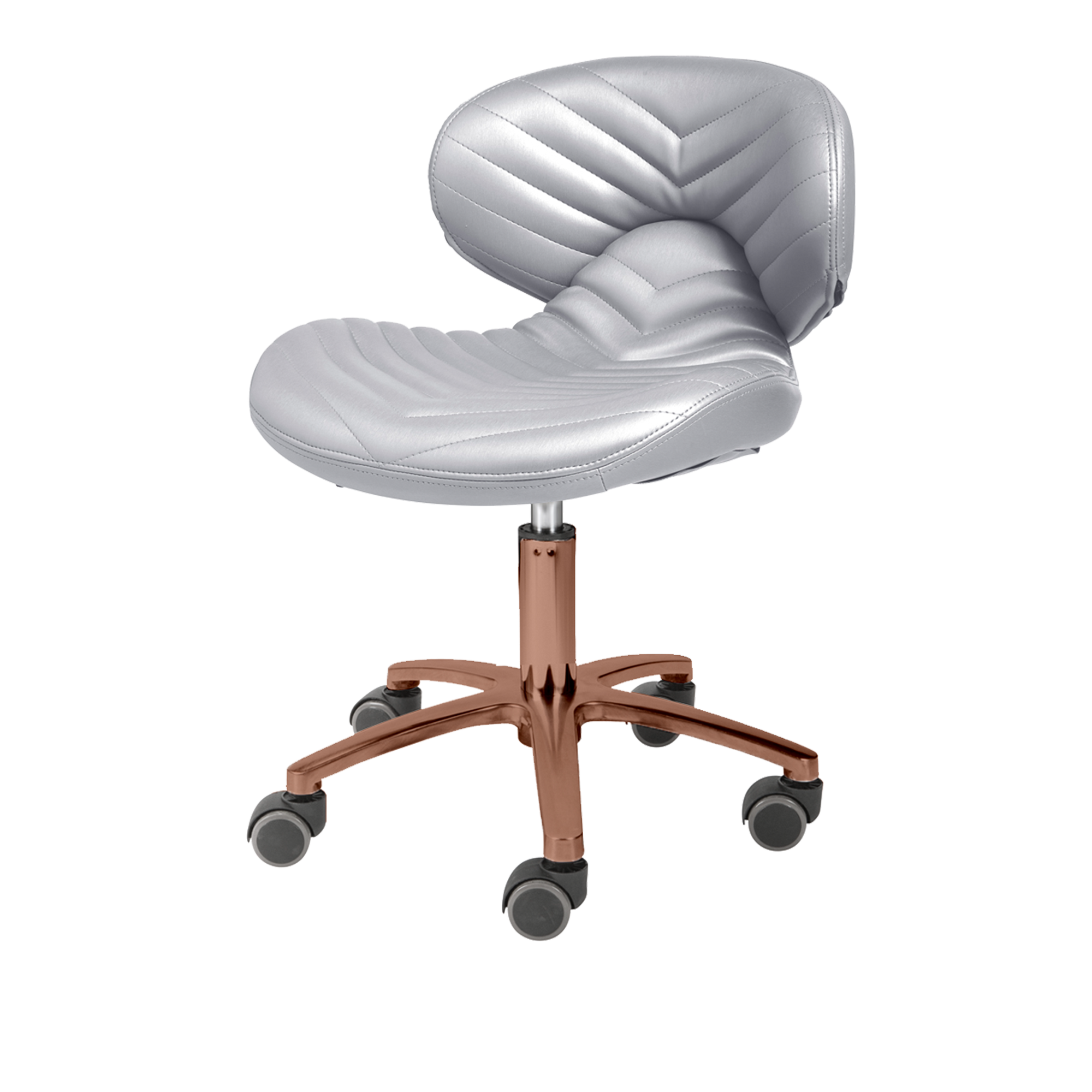 Gray pedicure stool with rose gold hardware