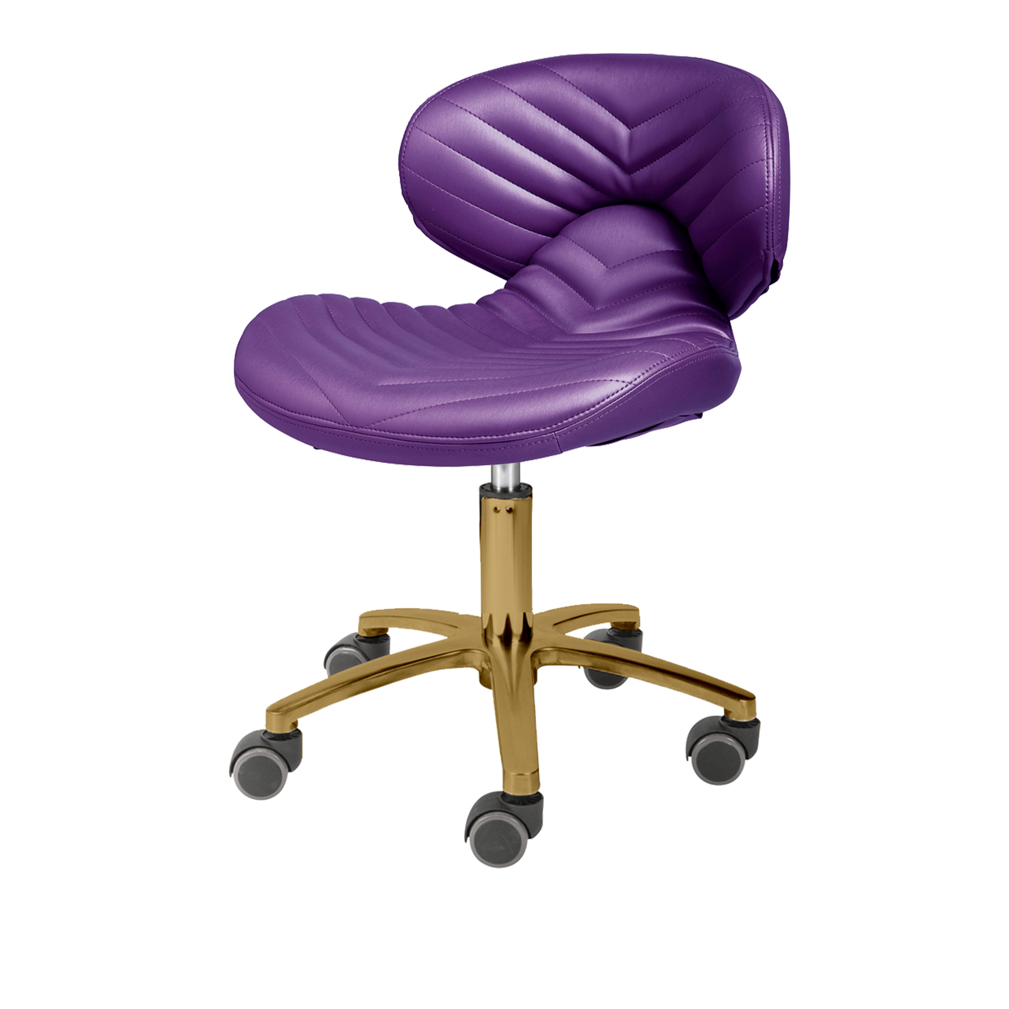 Purple pedicure stool with gold hardware