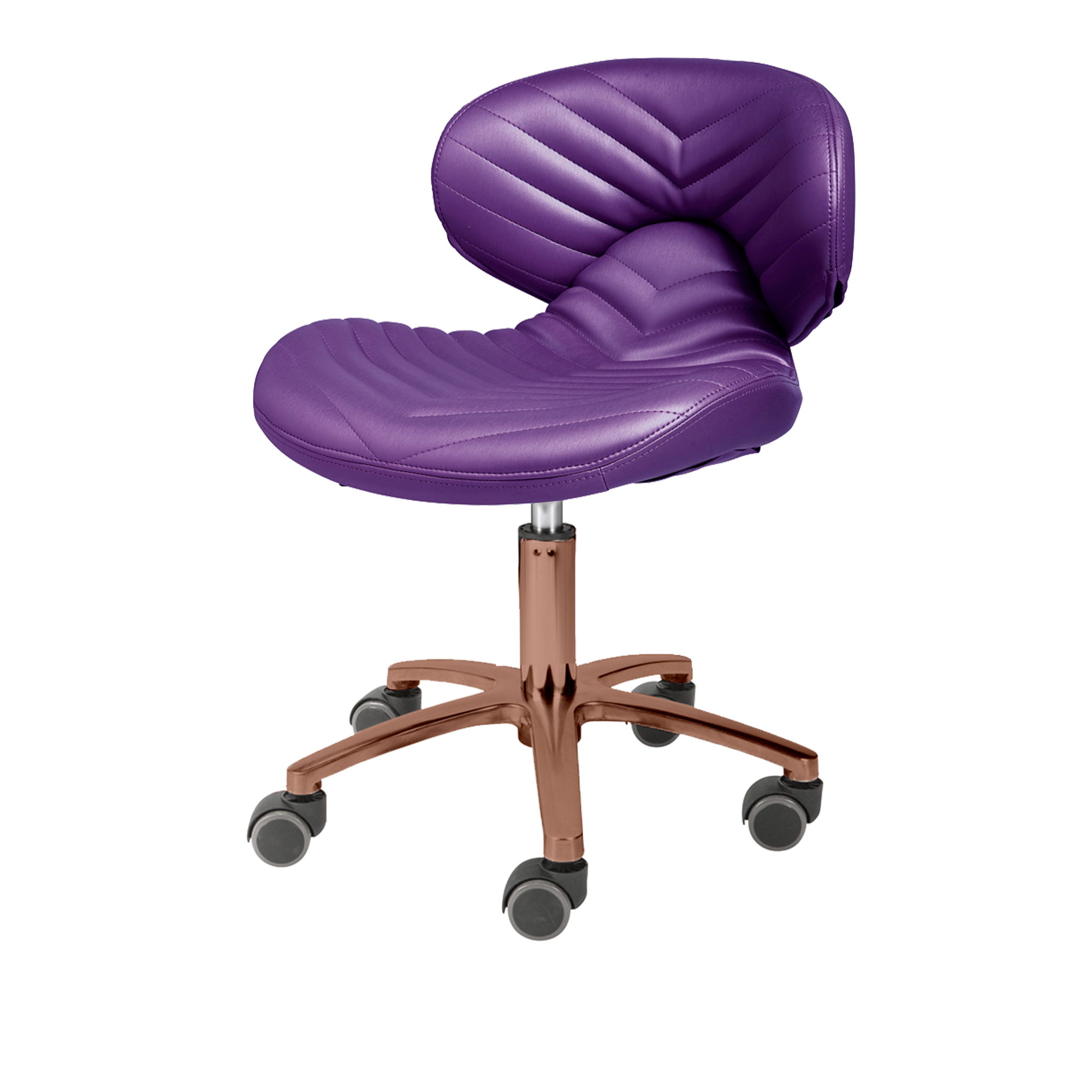 Purple pedicure stool with rose gold hardware