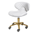 White pedicure stool with gold hardware