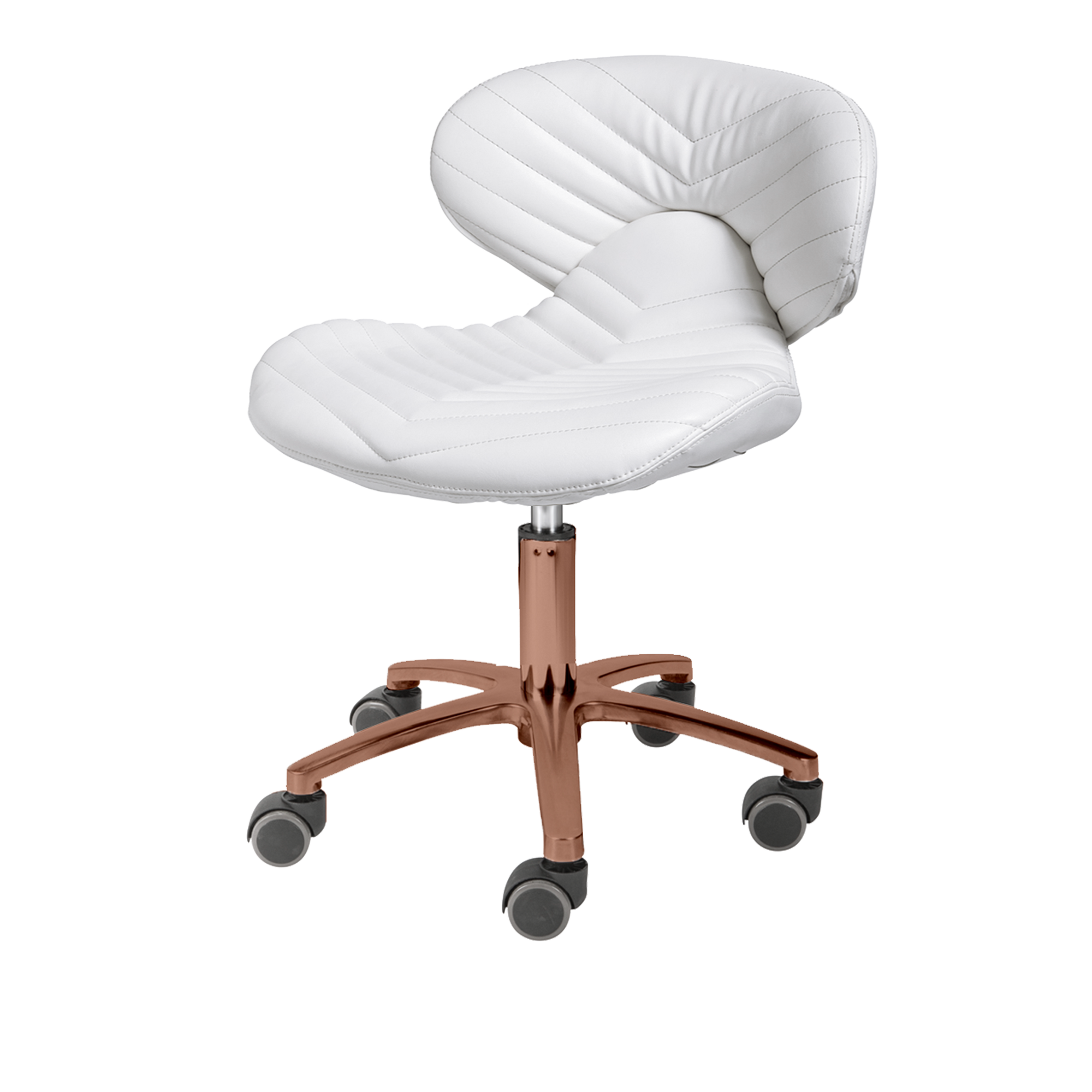 White pedicure stool with rose gold hardware