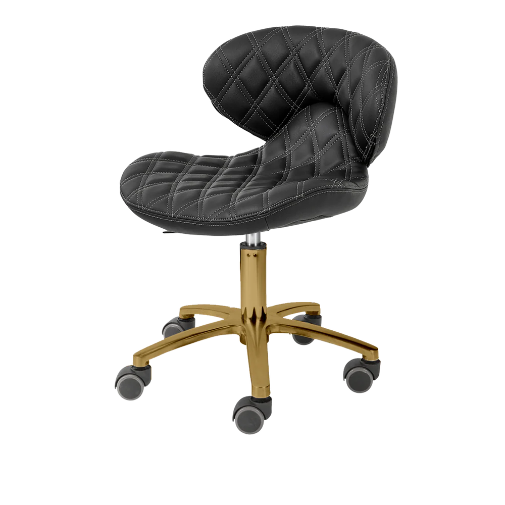Black pedicure stool with gold hardware