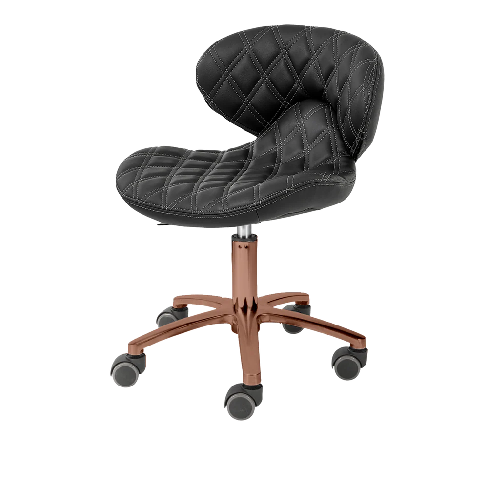 Black pedicure stool with rose gold hardware