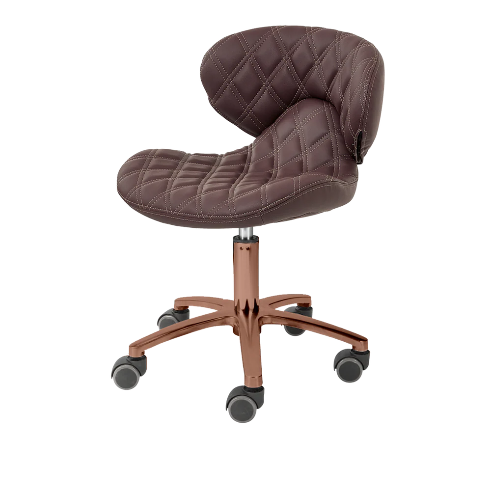 Chocolate pedicure stool with rose gold hardware