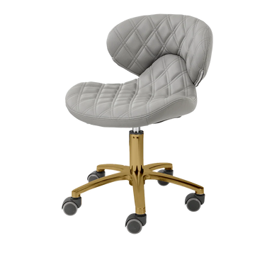 Gray pedicure stool with gold hardware