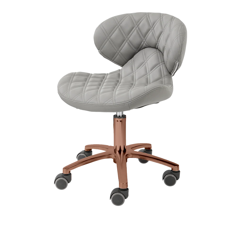 Gray pedicure stool with rose gold hardware