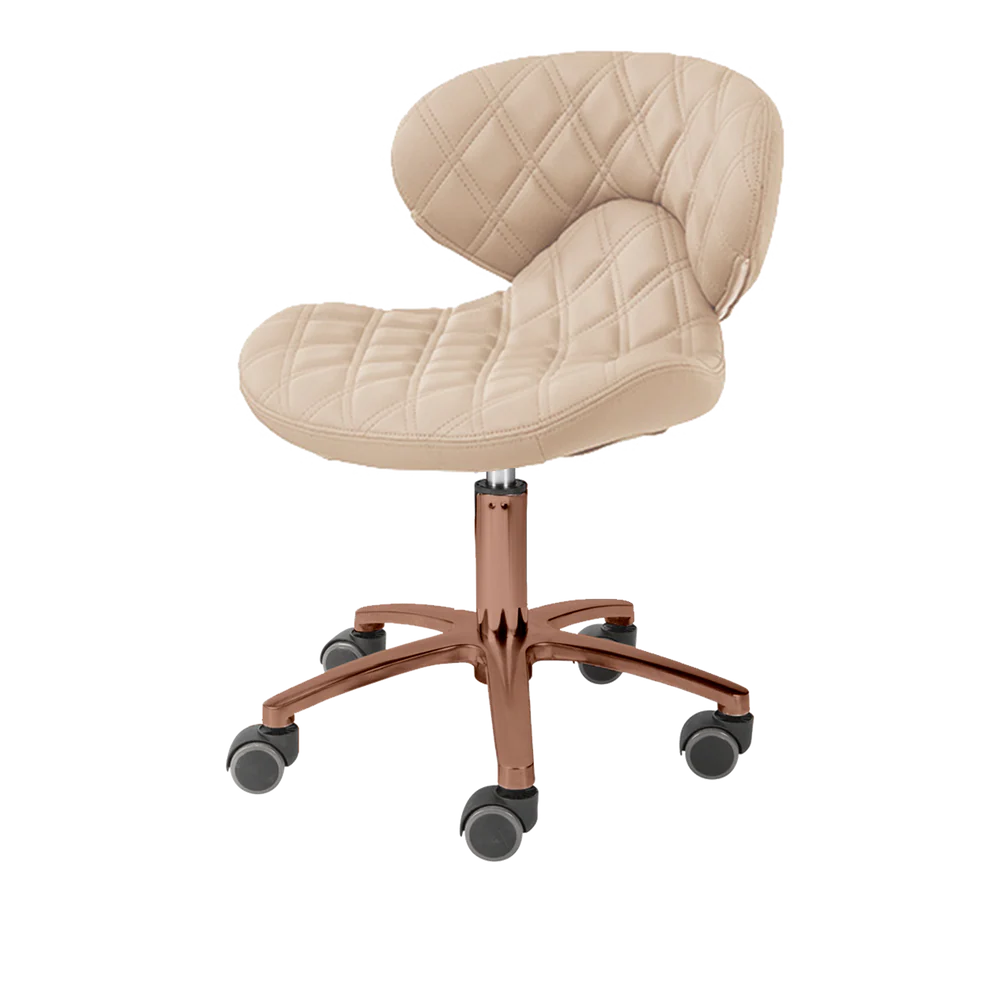 Khaki pedicure stool with rose gold hardware