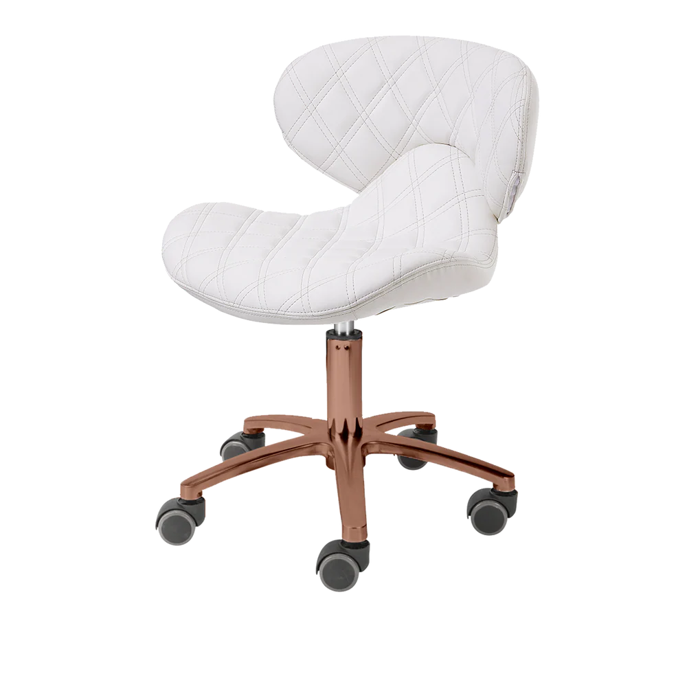 White pedicure stool with rose gold hardware