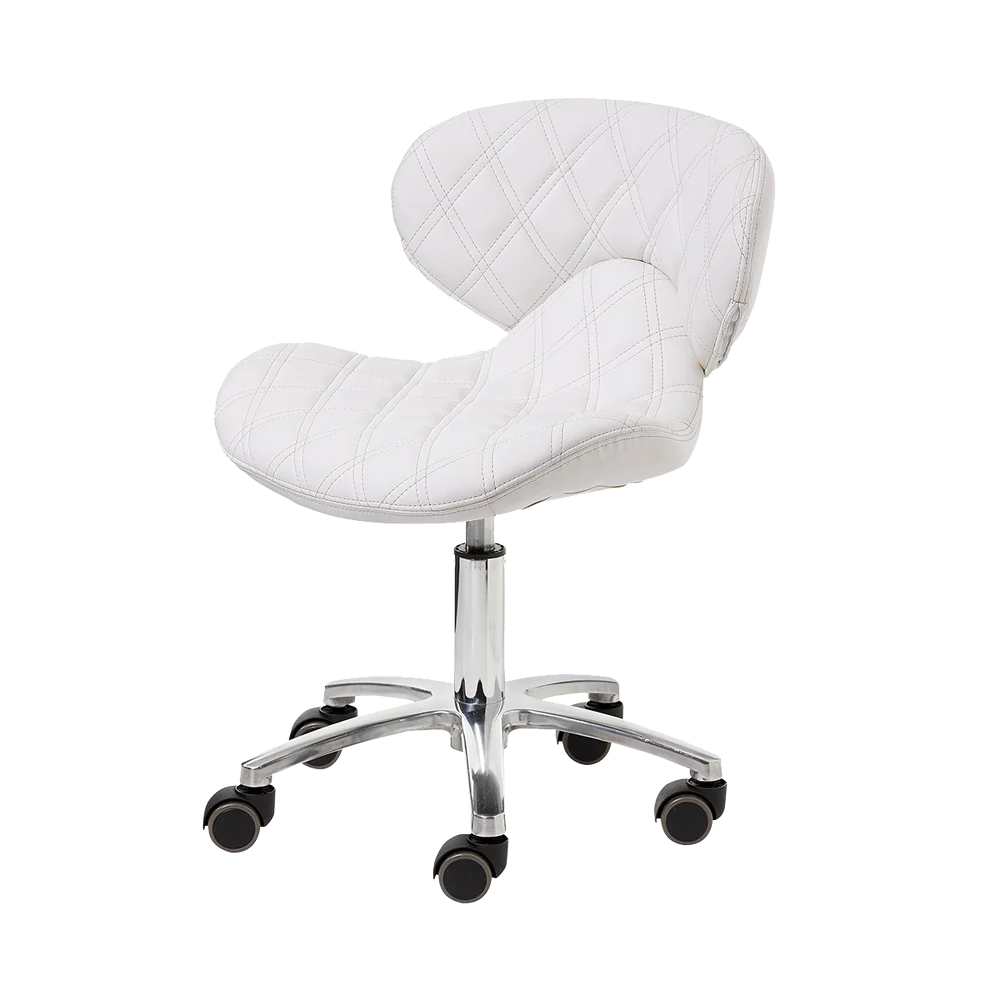 White pedicure technician stool