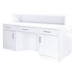 Rear view of white salon reception desk