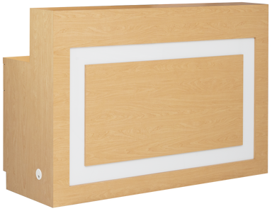 LED lit golden haze colored salon reception desk