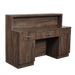 Rear view of salon reception desk in mahogany glow