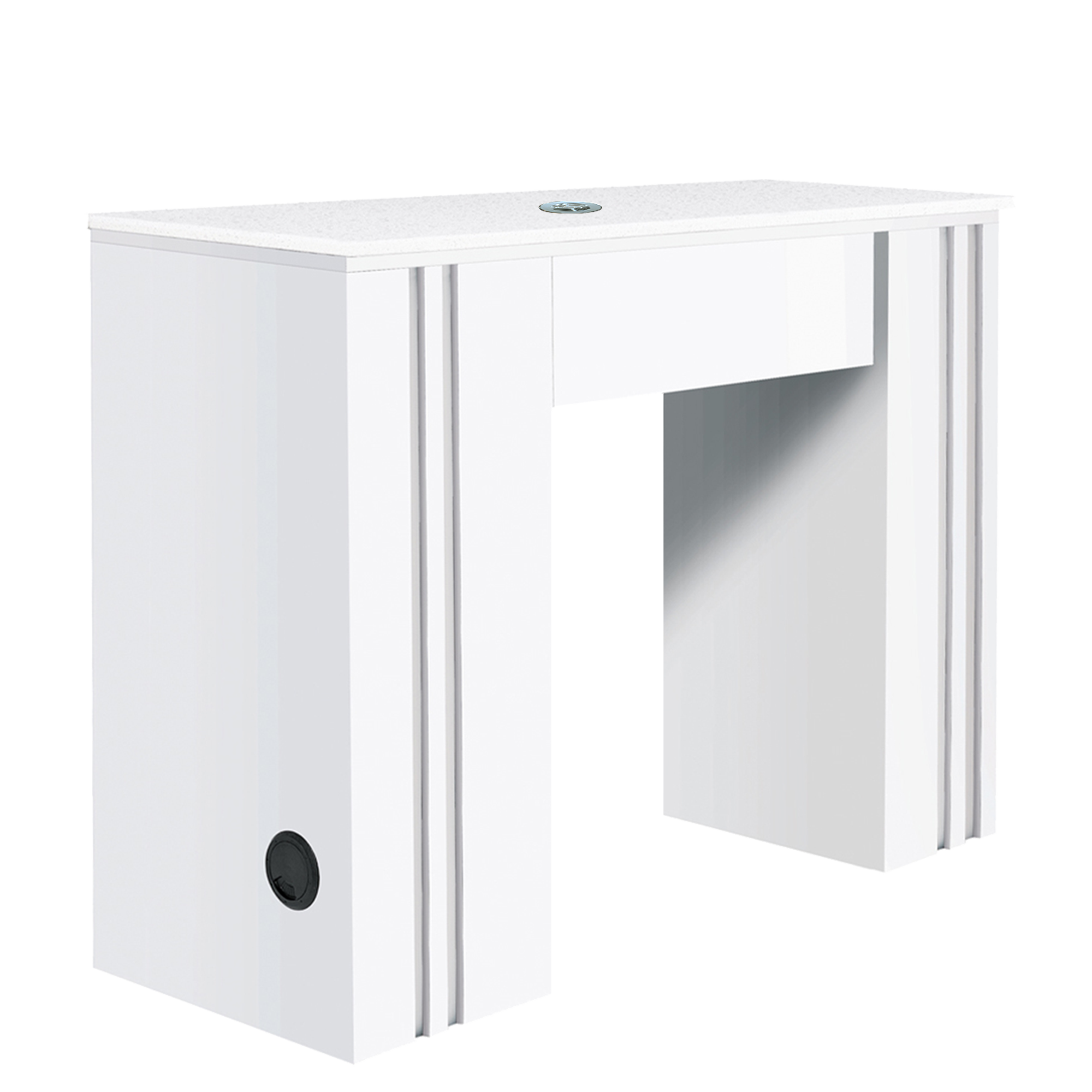 White manicure table front view with vent on the side