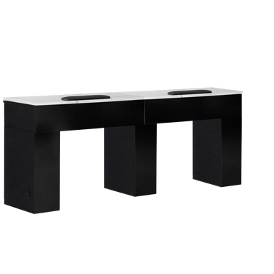 Front view of black double manicure table
