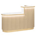 Oak reception desk with wooden slats with LED lighting