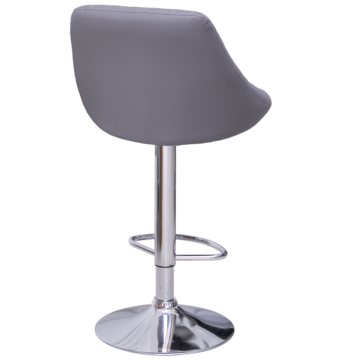 Rear view of gray bar stool