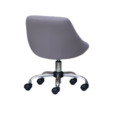 Rear view of gray technician stool 