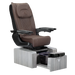 Pure III pedicure chair in chocolate leather on a gray base with black armrests