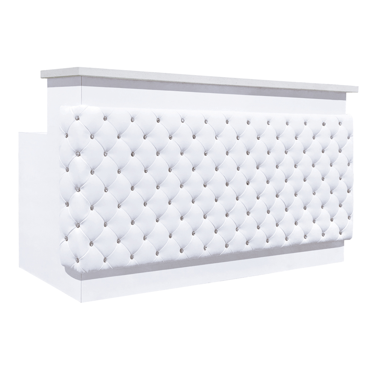 White tufted reception desk