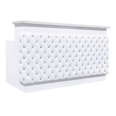 White tufted reception desk
