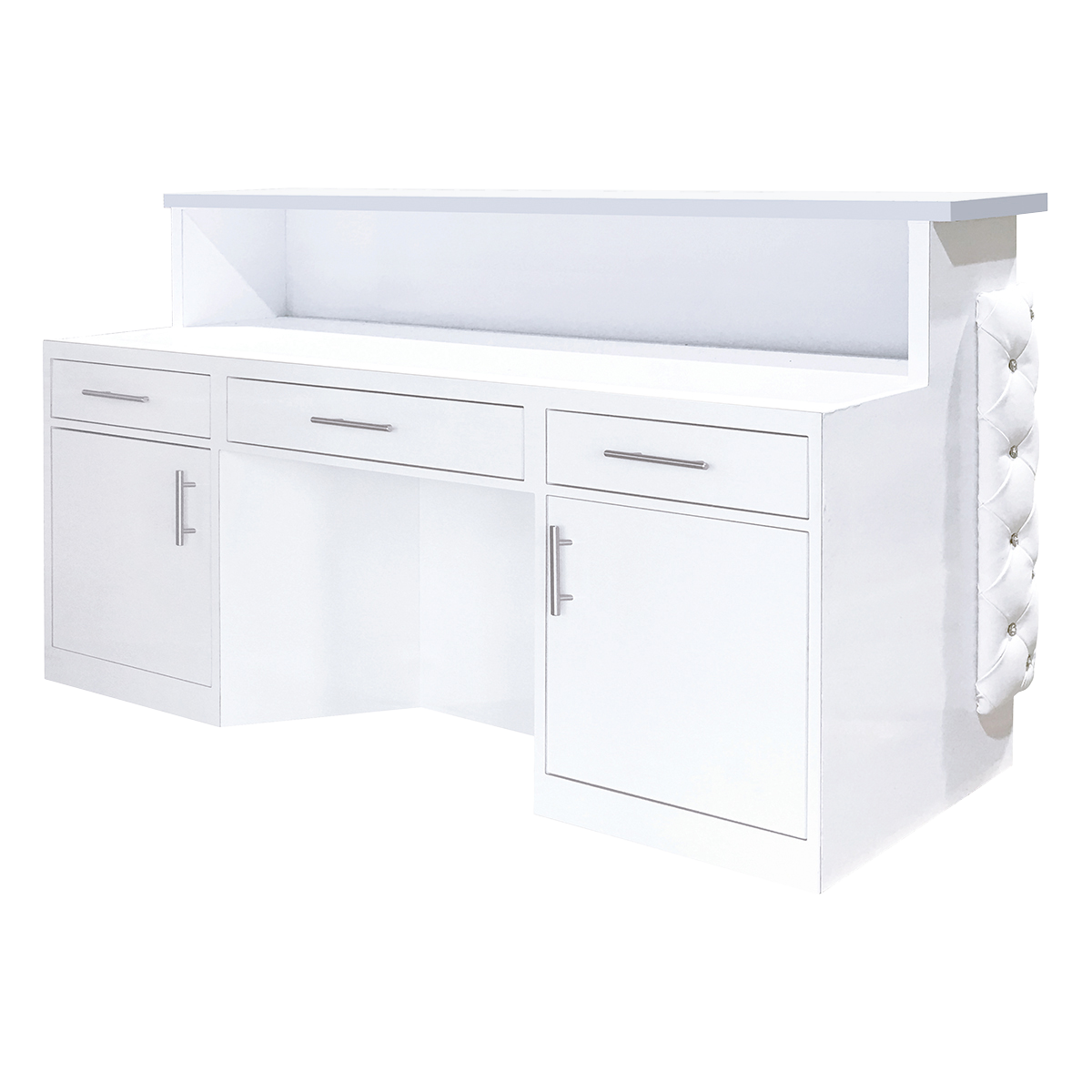 Rear view of white reception desk