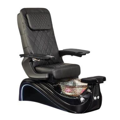 Black pedicure chair on black base with smoke bowl 