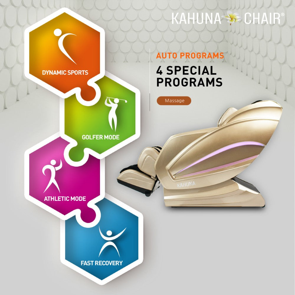 Kahuna Massage Chair Exquisite Rhythmic HSL-Track Kahuna Massage Chair, HM-Kappa Gold with a handheld remote controller