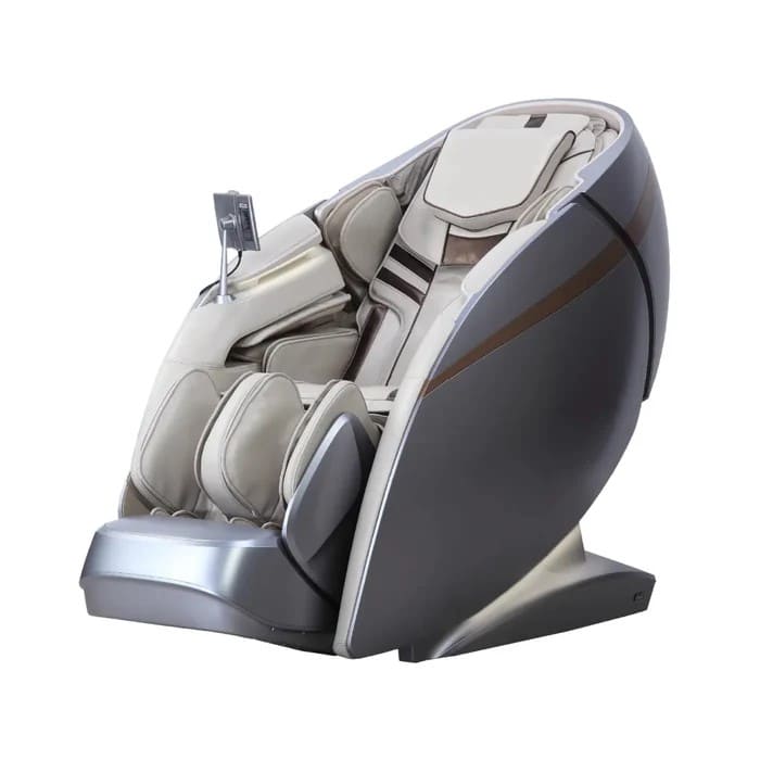 Osaki OS-Pro 4D DuoMax SE massage chair in stormy grey, angled three-quarter view
